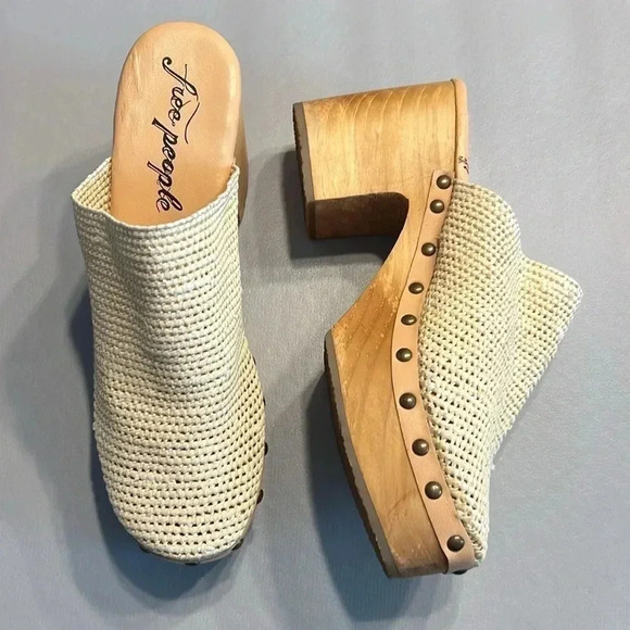 Free People Claudia Crochet Clogs in cream color size 41 or 11 - Picture 4 of 7
